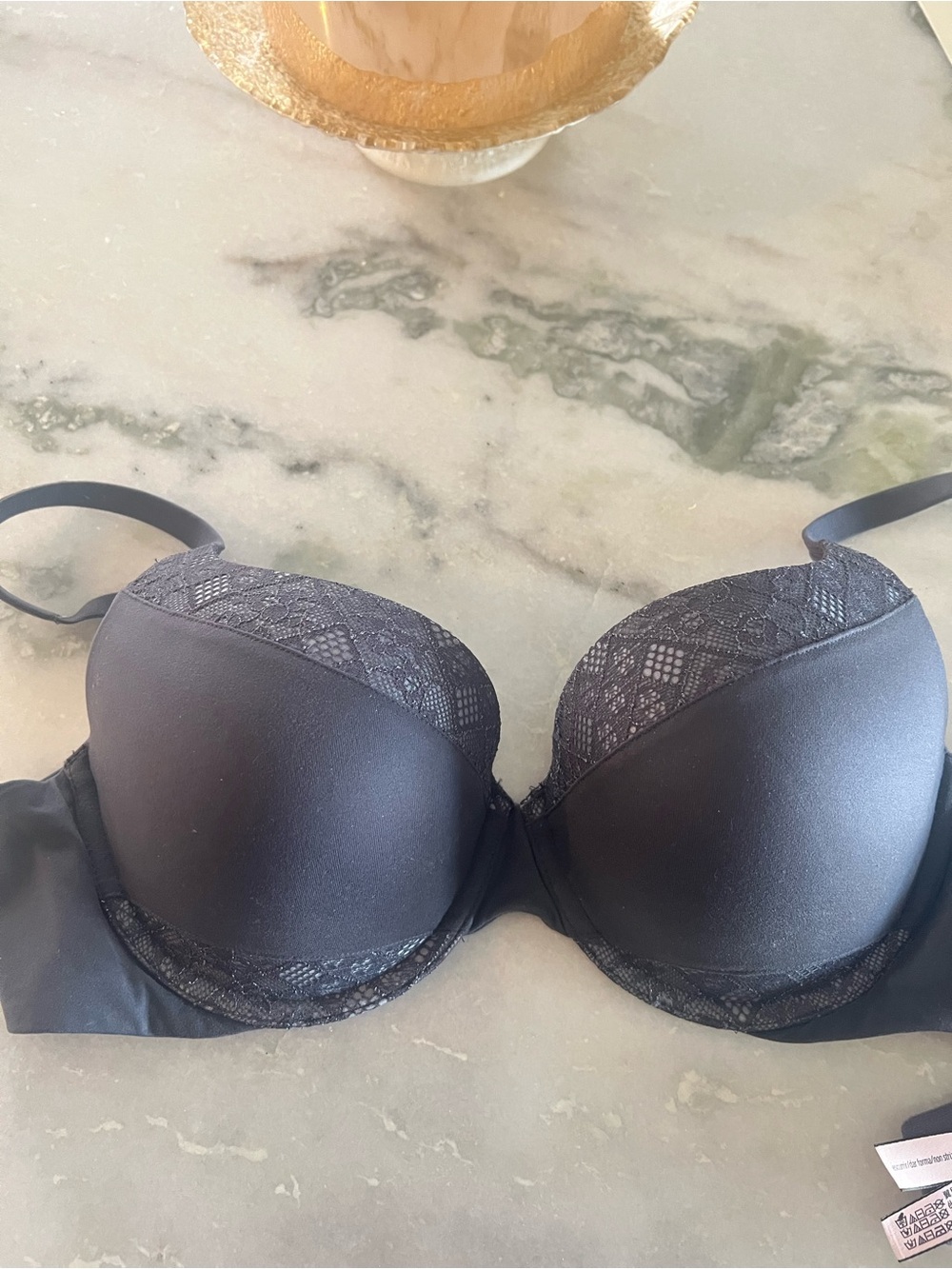 Victoria's Secret Gray Lace-Trim Push-Up Bra